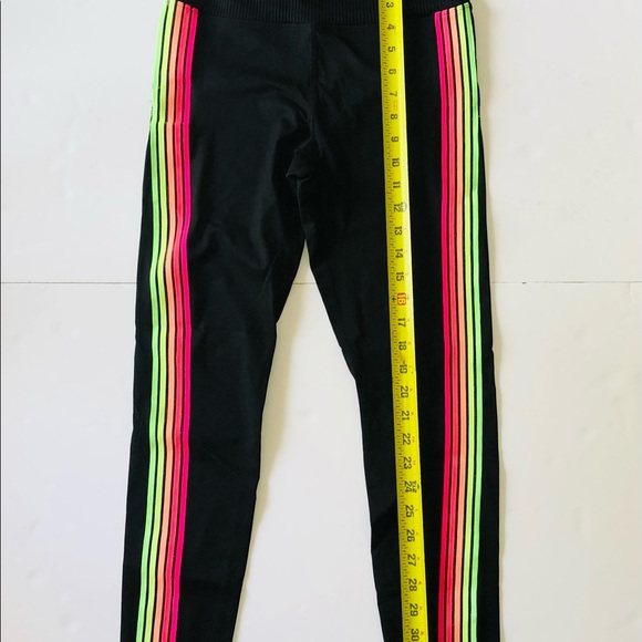 Victoria Secret Pink Ultimate Leggings Small Black With Multicolor Stripes - Picture 7 of 8